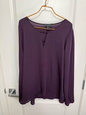 Forever 21 Deep Plum V-Neck Long Sleeve Blouse in size 2X